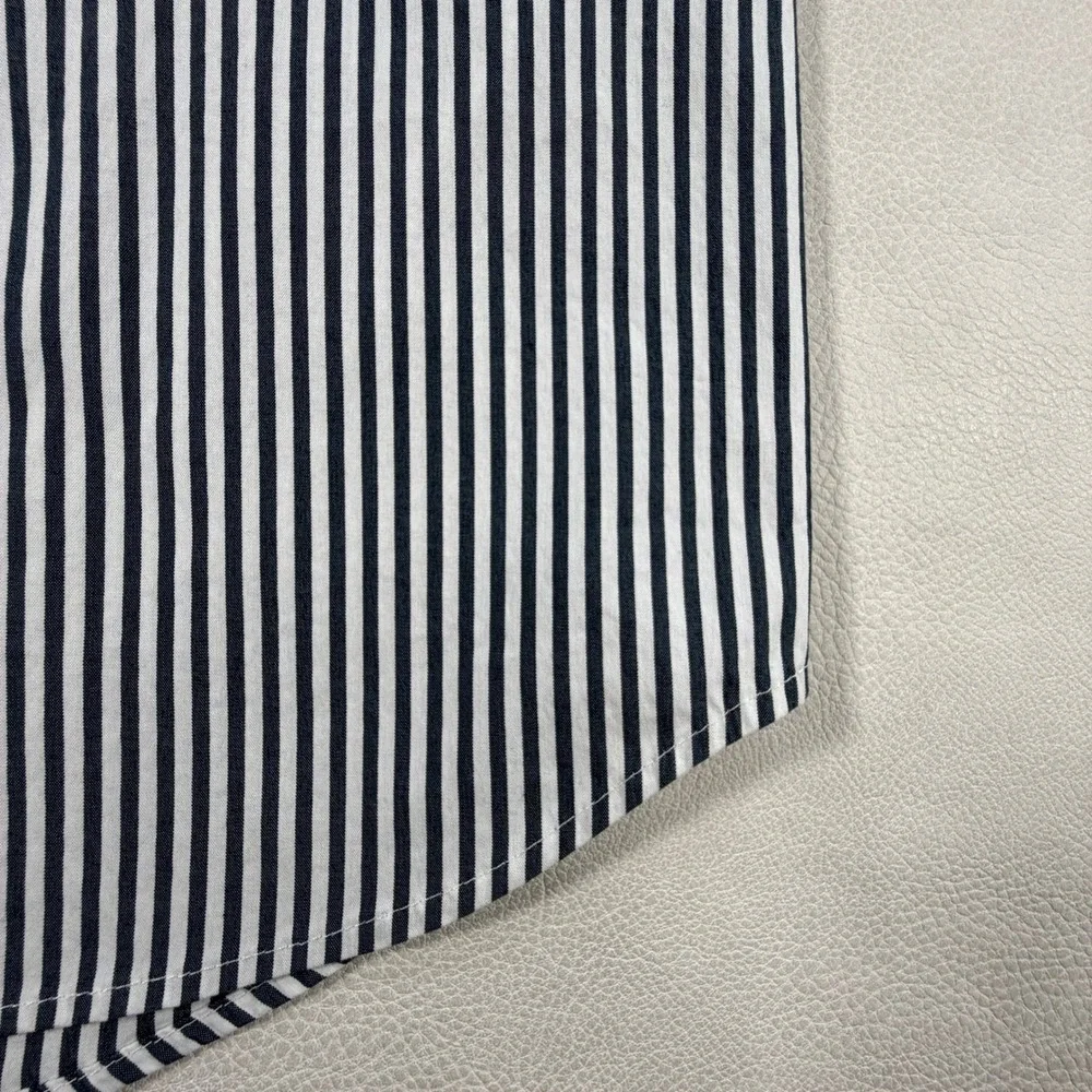 Lafayette 148 New York Womens Navy White Striped Button Down Shirt Large - Picture 16 of 16